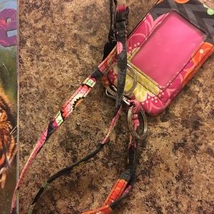 Vera Bradley lanyard with matching wallet